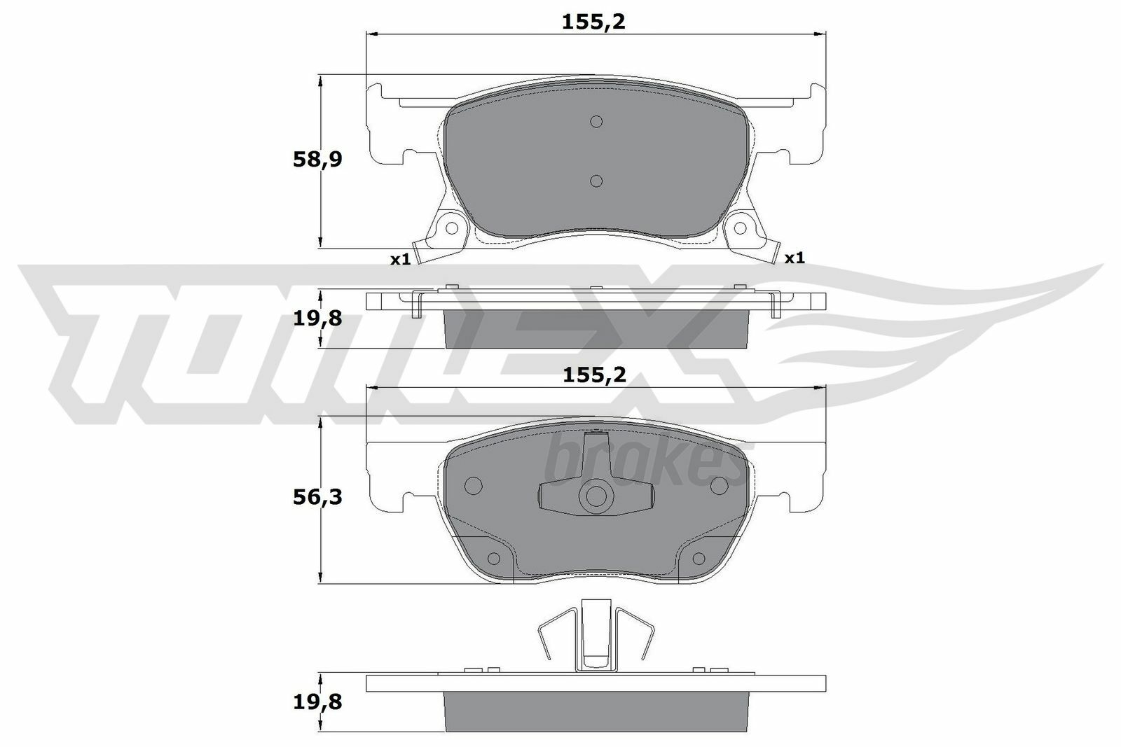 Sada brzdových destiček, kotoučová brzda TOMEX Brakes